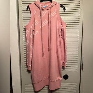 EUC Puma Pink Cold Shoulder Hooded Sweater Dress- Size S